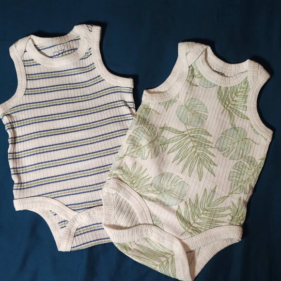 2pk pack | Rachel Zoe Ribbed Sleeveless Onesies 0-3M - Picture 1 of 4